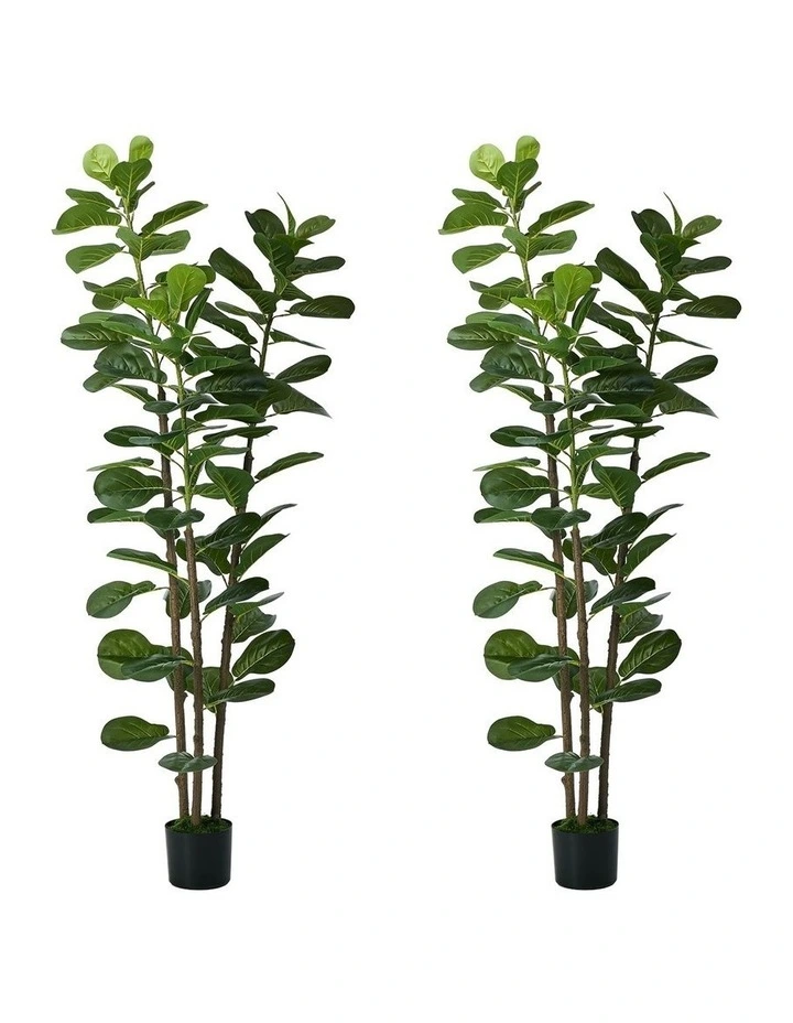Livsip 2PCS Artificial Fiddle Leaf Fig Tree 180cm Lifelike Faux Potted Plants image 1