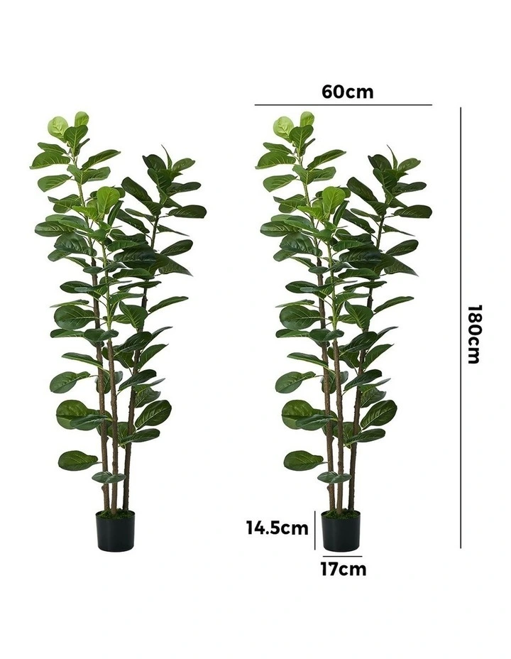 Livsip 2PCS Artificial Fiddle Leaf Fig Tree 180cm Lifelike Faux Potted Plants image 3