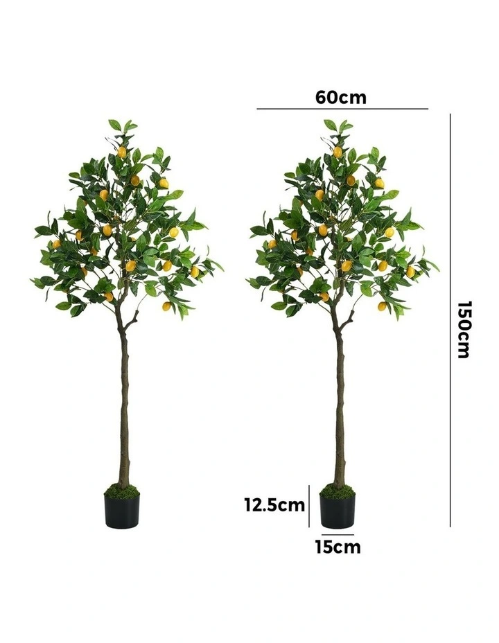 Livsip 2 Pack Artificial Lemon Tree 150cm Realistic Potted Faux Plant image 3