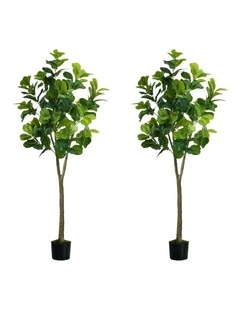 Livsip 2 Pack Artificial Fiddle Leaf Fig Tree 150cm Potted Faux Plant