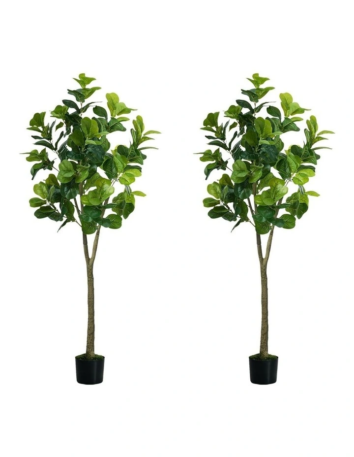Livsip 2 Pack Artificial Fiddle Leaf Fig Tree 150cm Potted Faux Plant image 1