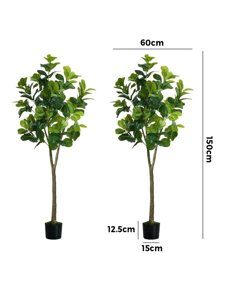 Livsip 2 Pack Artificial Fiddle Leaf Fig Tree 150cm Potted Faux Plant image 3