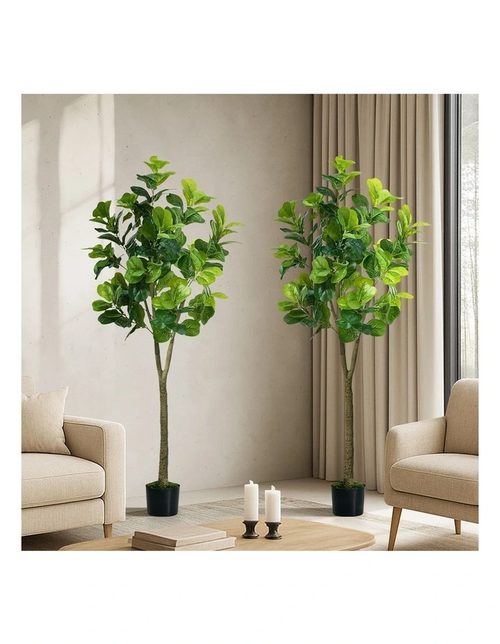 Livsip 2 Pack Artificial Fiddle Leaf Fig Tree 150cm Potted Faux Plant image 4