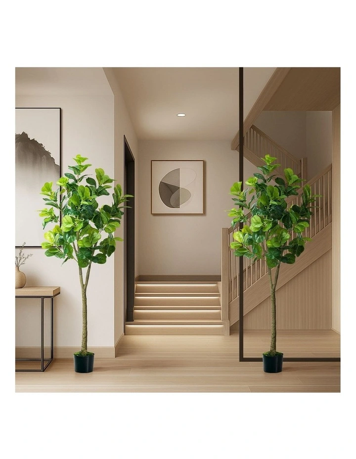Livsip 2 Pack Artificial Fiddle Leaf Fig Tree 150cm Potted Faux Plant image 7