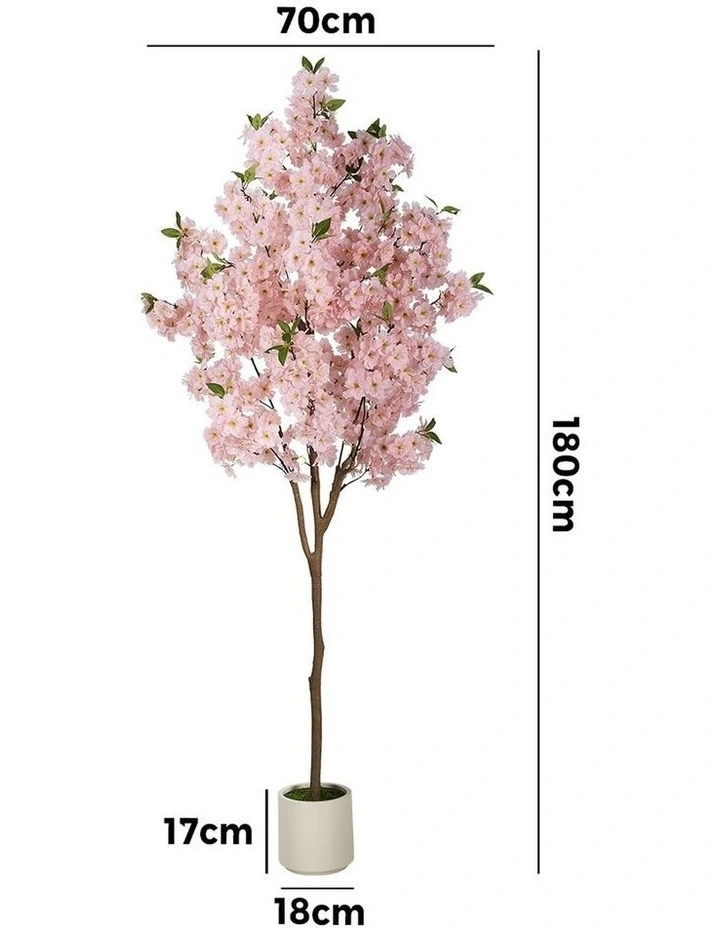 Livsip 180cm Artificial Cherry Blossom Tree Lifelike Potted Faux Plants image 3
