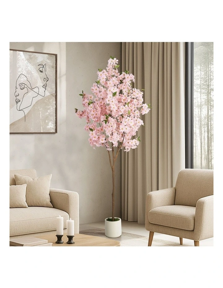 Livsip 180cm Artificial Cherry Blossom Tree Lifelike Potted Faux Plants image 4