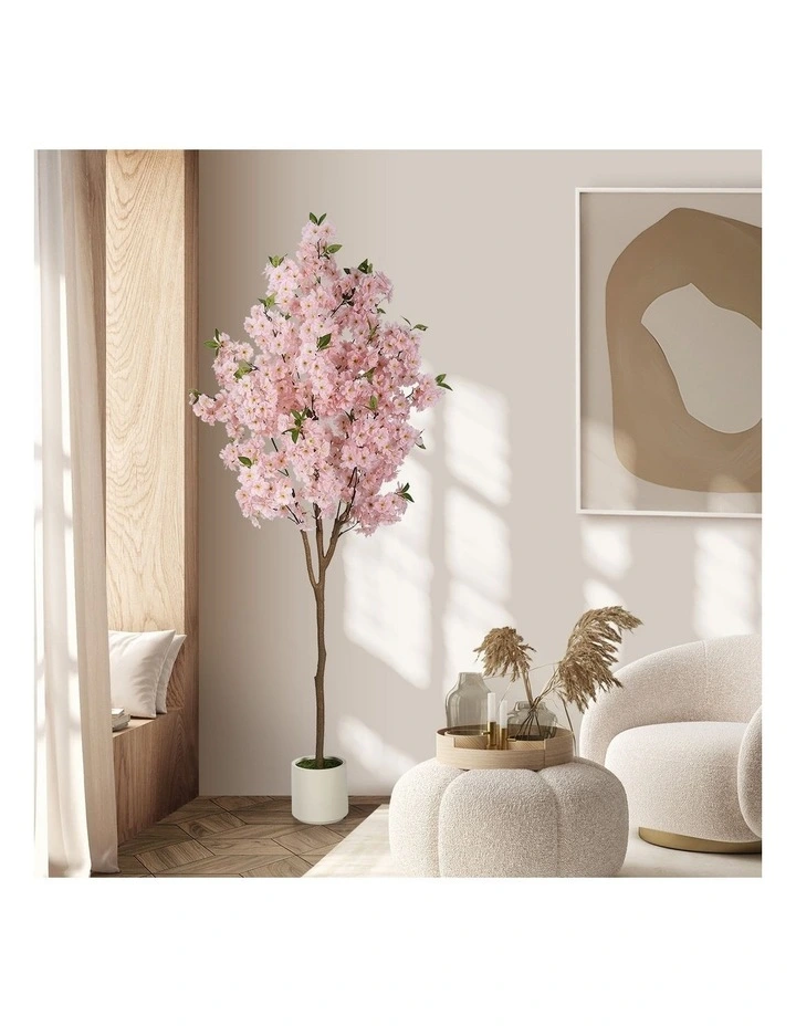 Livsip 180cm Artificial Cherry Blossom Tree Lifelike Potted Faux Plants image 5