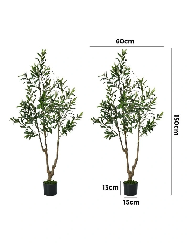 Livsip 2 Pack Artificial Olive Tree 150cm Realistic Potted Faux Plant image 3