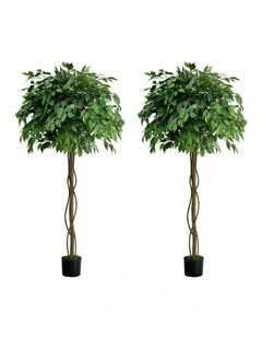Livsip 2 Pack Artificial Ficus Tree 180cm Realistic Potted Faux Plant