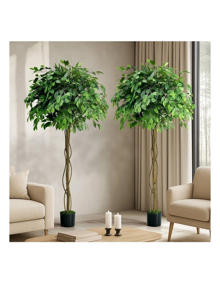Livsip 2 Pack Artificial Ficus Tree 180cm Realistic Potted Faux Plant image 4