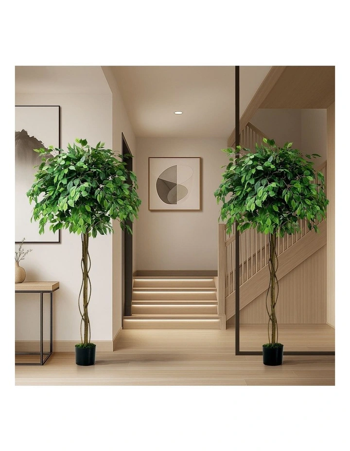 Livsip 2 Pack Artificial Ficus Tree 180cm Realistic Potted Faux Plant image 7