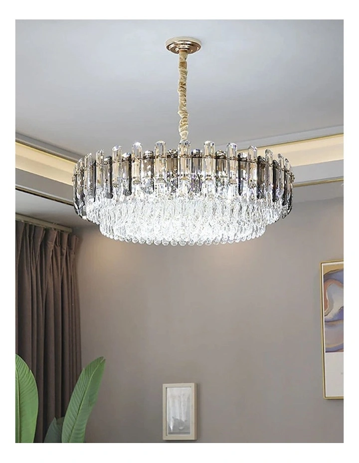 Gold And Grey Smoky Crystal Chandelier With 10 E14 LED Lights And Adjustable Height image 2