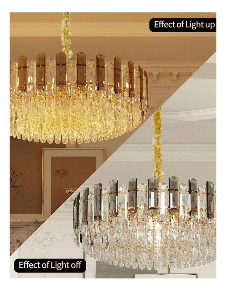 Gold And Grey Smoky Crystal Chandelier With 10 E14 LED Lights And Adjustable Height image 5