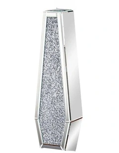 Tall Silver Diamond Floor Vase with Crushed Crystal Inlay