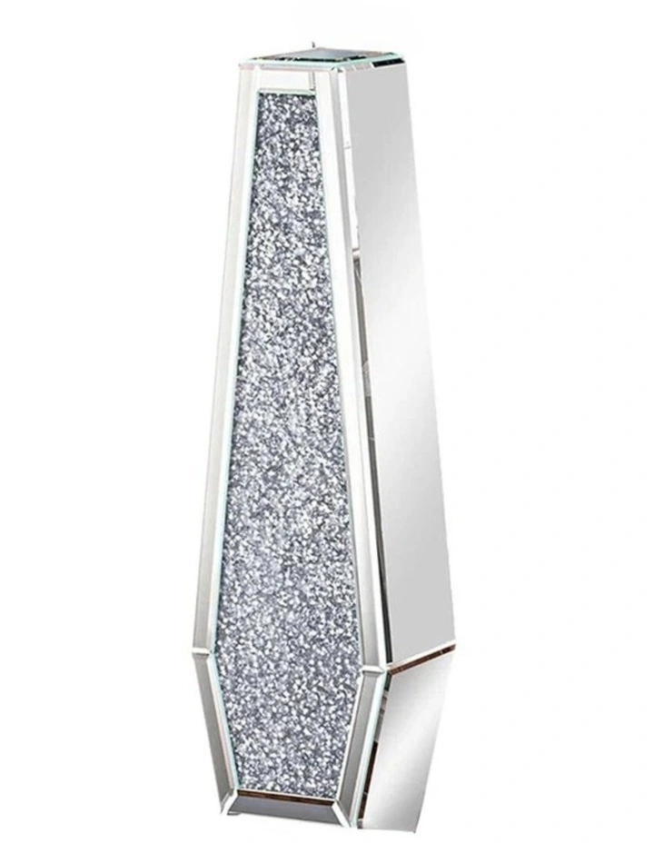 Tall Silver Diamond Floor Vase with Crushed Crystal Inlay image 1