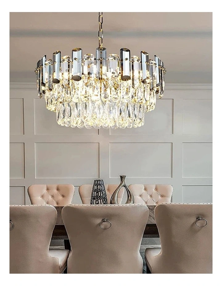 Gold And Grey Smoky Crystal Chandelier With 3-Color LED And Adjustable Height image 2