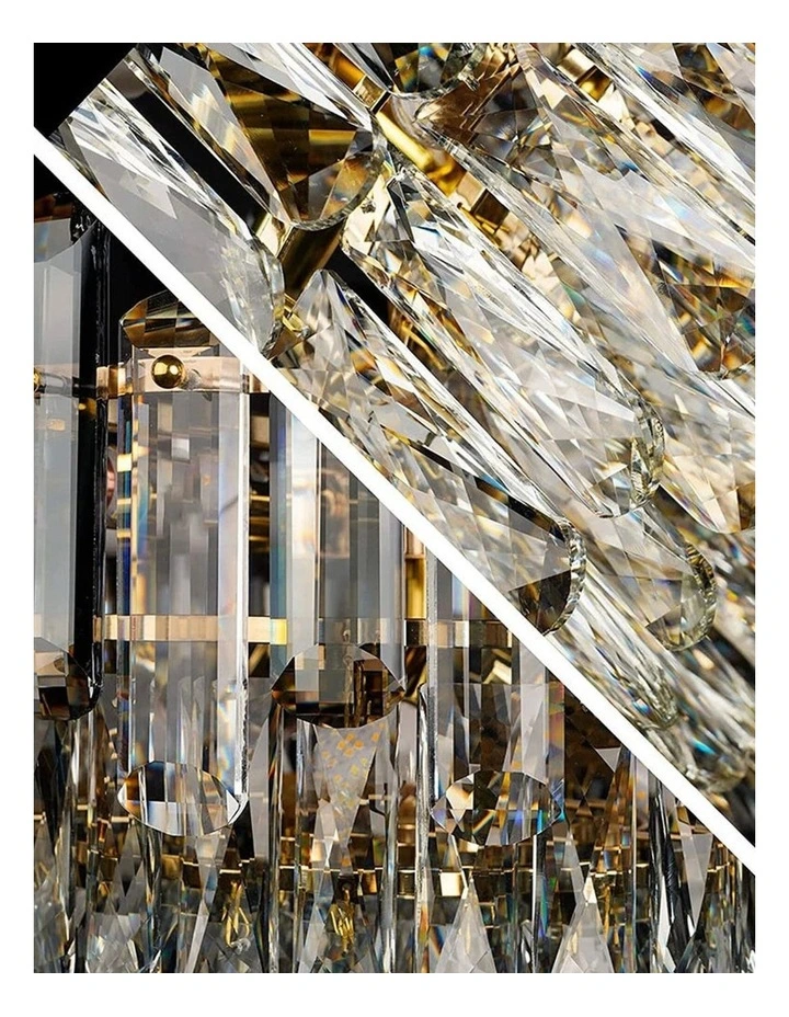 Gold And Grey Smoky Crystal Chandelier With 3-Color LED And Adjustable Height image 4