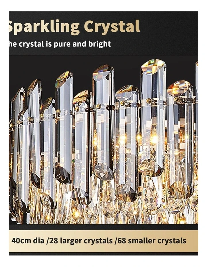 Gold And Grey Smoky Crystal Chandelier With 3-Color LED And Adjustable Height image 7