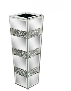 Silver Diamond Inlaid Table Vase, Modern Decorative Centerpiece for Home