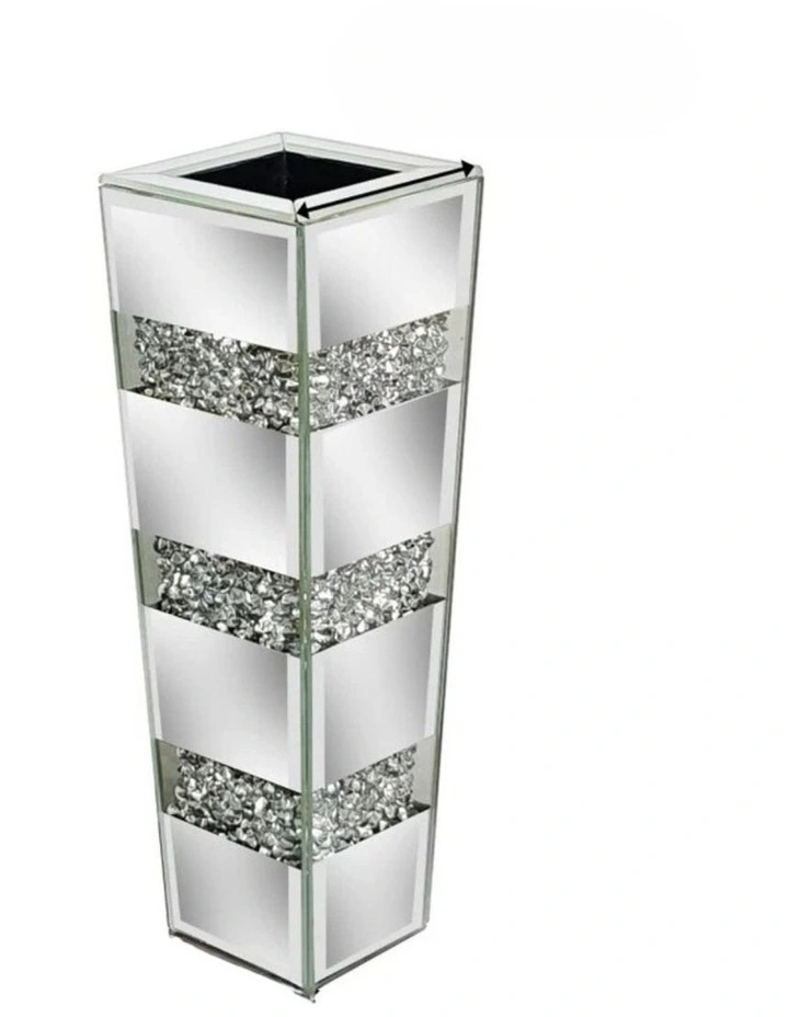 Silver Diamond Inlaid Table Vase, Modern Decorative Centerpiece for Home image 1