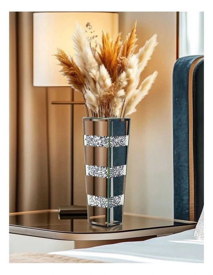 Silver Diamond Inlaid Table Vase, Modern Decorative Centerpiece for Home image 4