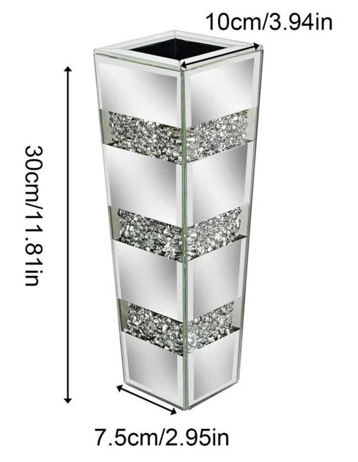 Silver Diamond Inlaid Table Vase, Modern Decorative Centerpiece for Home image 5