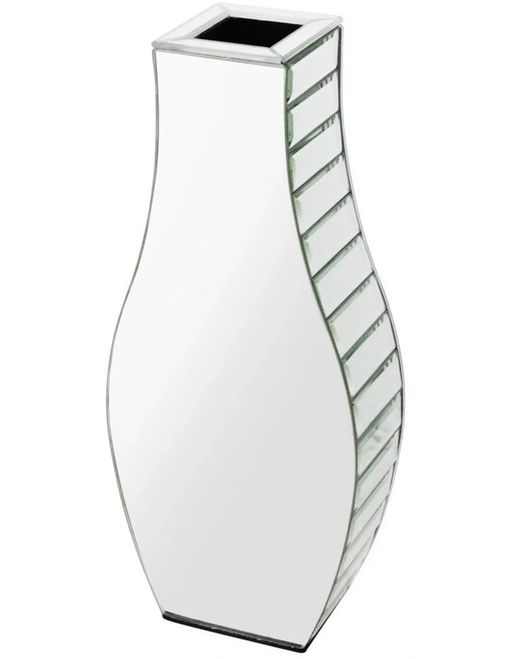 Silver Mirrored Glass Vase Crystal Inlay Decorative Table Flower Display image 7