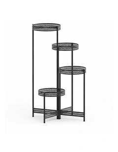 Black Corner Foldable Plant Stand With Multi-Tier Design