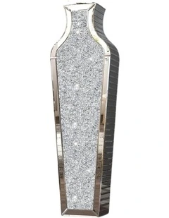 Silver Crushed Diamond Floor Vase Elegant Mirrored Centerpiece for Modern Decor