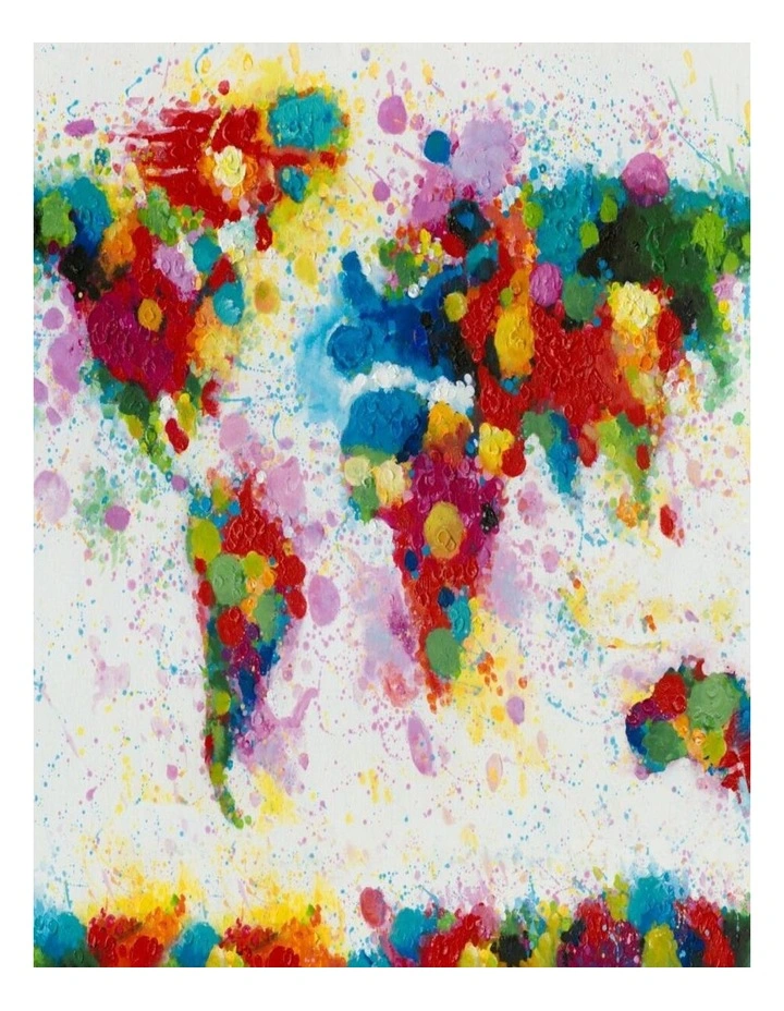 Vibrant World Map Canvas Print - Explore the Globe 120x90x2.8cm image 1
