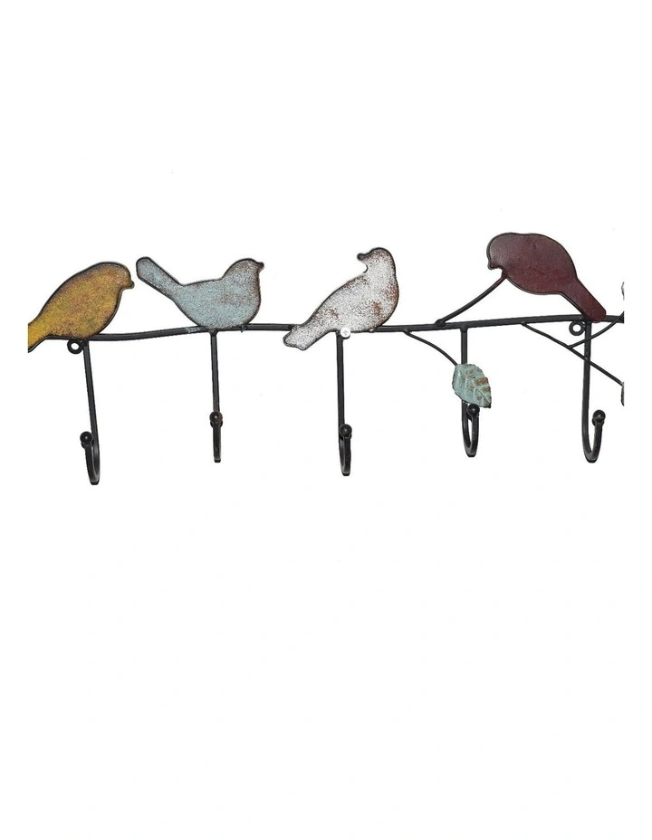 57619cm Functional Metal Birds Wall Hanging with Hooks image 1