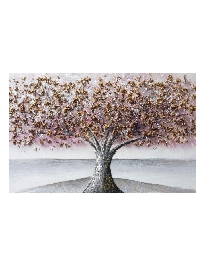 Purple Tree Hand Painting Picture - Elegant Modern Wall Art 120x60cm image 1