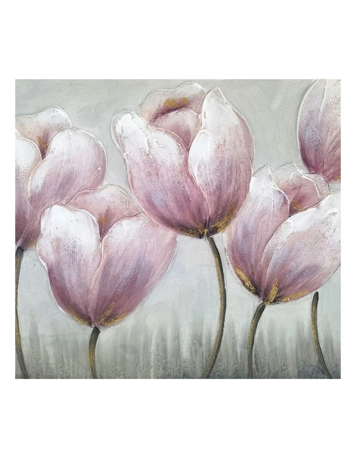 Tulip Hand Painting Picture - Elegant Modern Wall Art 80x60cm image 1