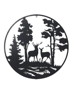 80180cm Black Reindeer Metal Wall Decor