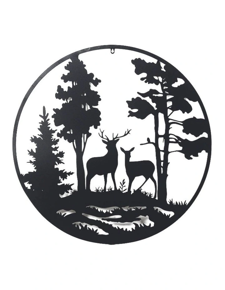 80180cm Black Reindeer Metal Wall Decor image 1