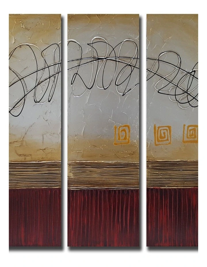 Dynamic Abstract Hand Painting - Set of 3 Modern Art 30x90x3cm image 1