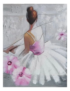 Ballerina Hand Painting Picture - Elegant Wall Art 80x80cm