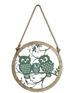 50502.5cm Charming Owl Family Wall Art Metal & MDF Design for Cozy Woodland-Inspired Decor