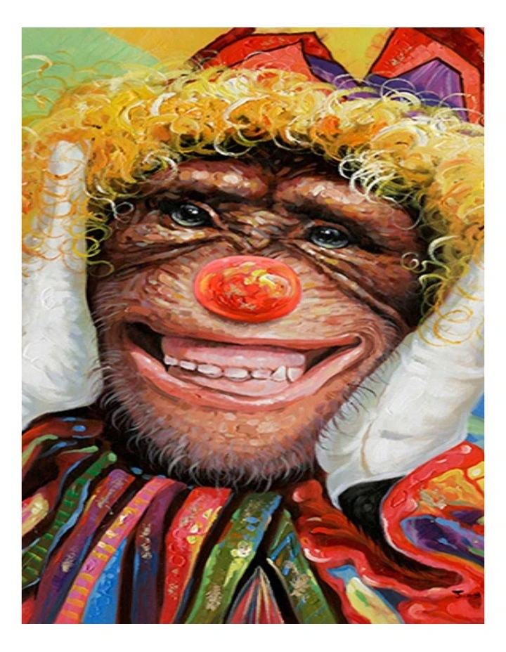 Multicolour Clown Gorilla Canvas Print With Vibrant Quirky Art Home Dcor image 1