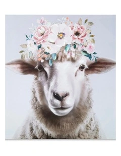 Sheep Hand Painting Picture - Charming Wall Art with Vibrant Detailing 60x60cm