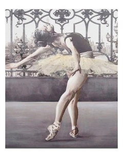 Ballerina Hand Painting Picture with Tulle Dress - Elegant Modern Wall Art 70x100cm