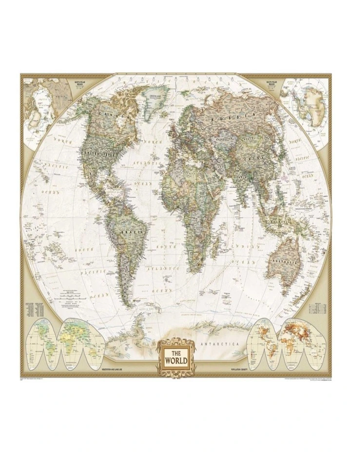 Beige Large World Map Canvas Print With Detailed Artwork For Home Wall Decor image 1