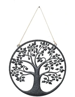 401.2740cm Metal Black Tree of Life Wall Decor, Modern Artistic Home Accent