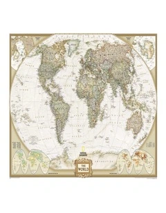 Beige World Map Canvas Print With Modern Neutral Art For Decor Theme