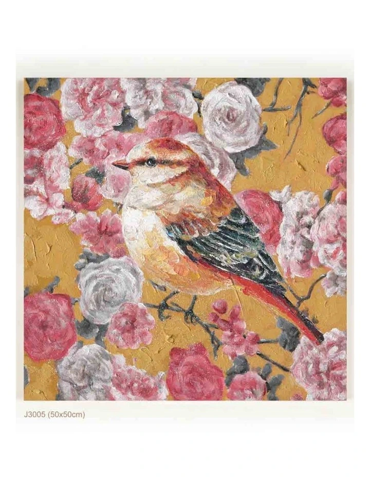Bird Canvas Wall Art - Elegant Modern Handcrafted Print 50x50cm image 1