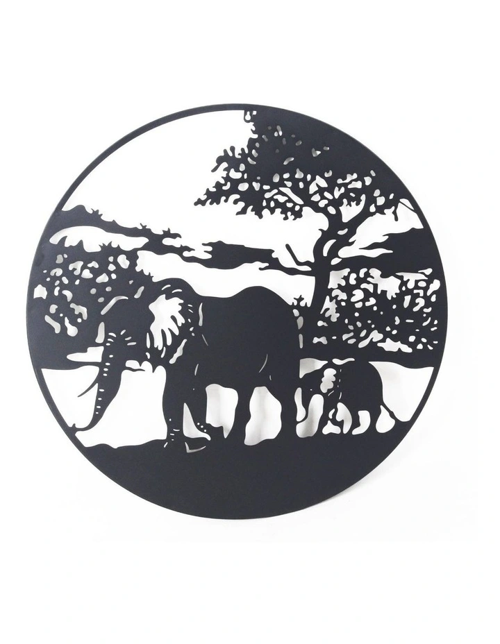 80180cm Black Elephant Metal Wall Decor, Stunning Elephant Art image 1