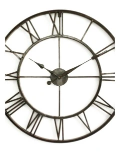 Dark Brown Round 60cm Metal Wall Clock