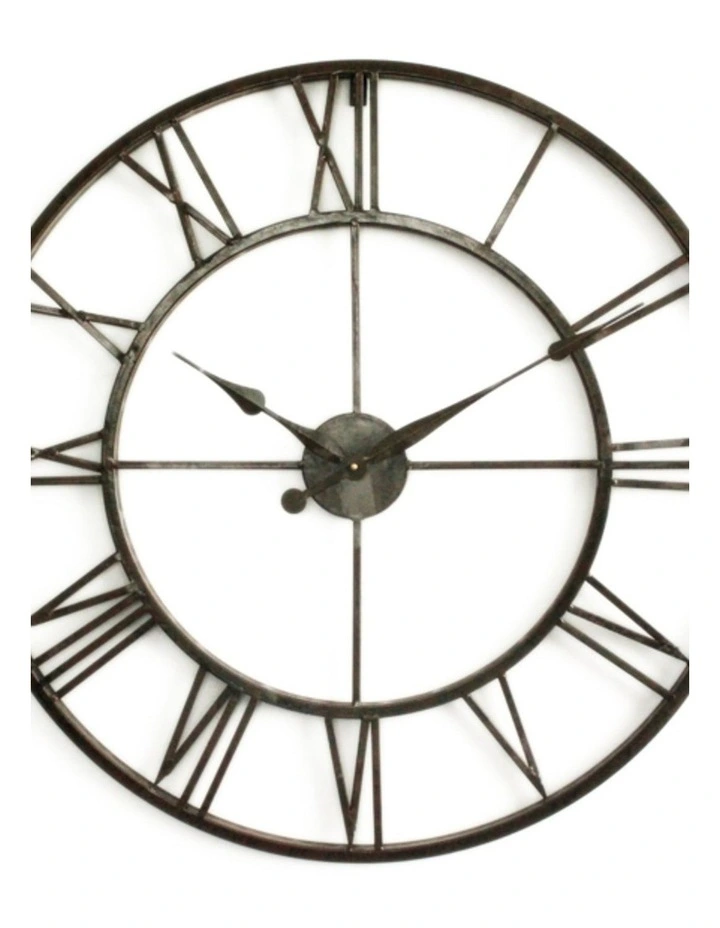 Dark Brown Round 60cm Metal Wall Clock image 1
