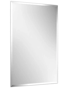 Silver Rectangular Wall Mirror Frameless Beveled Edge Decorative Glass