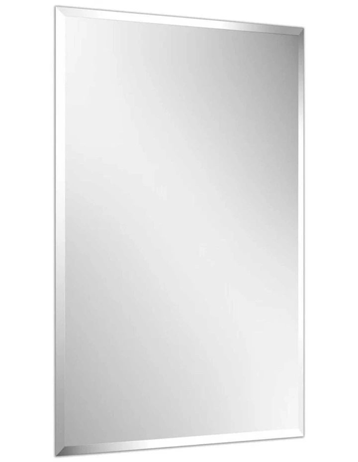 Silver Rectangular Wall Mirror Frameless Beveled Edge Decorative Glass image 1